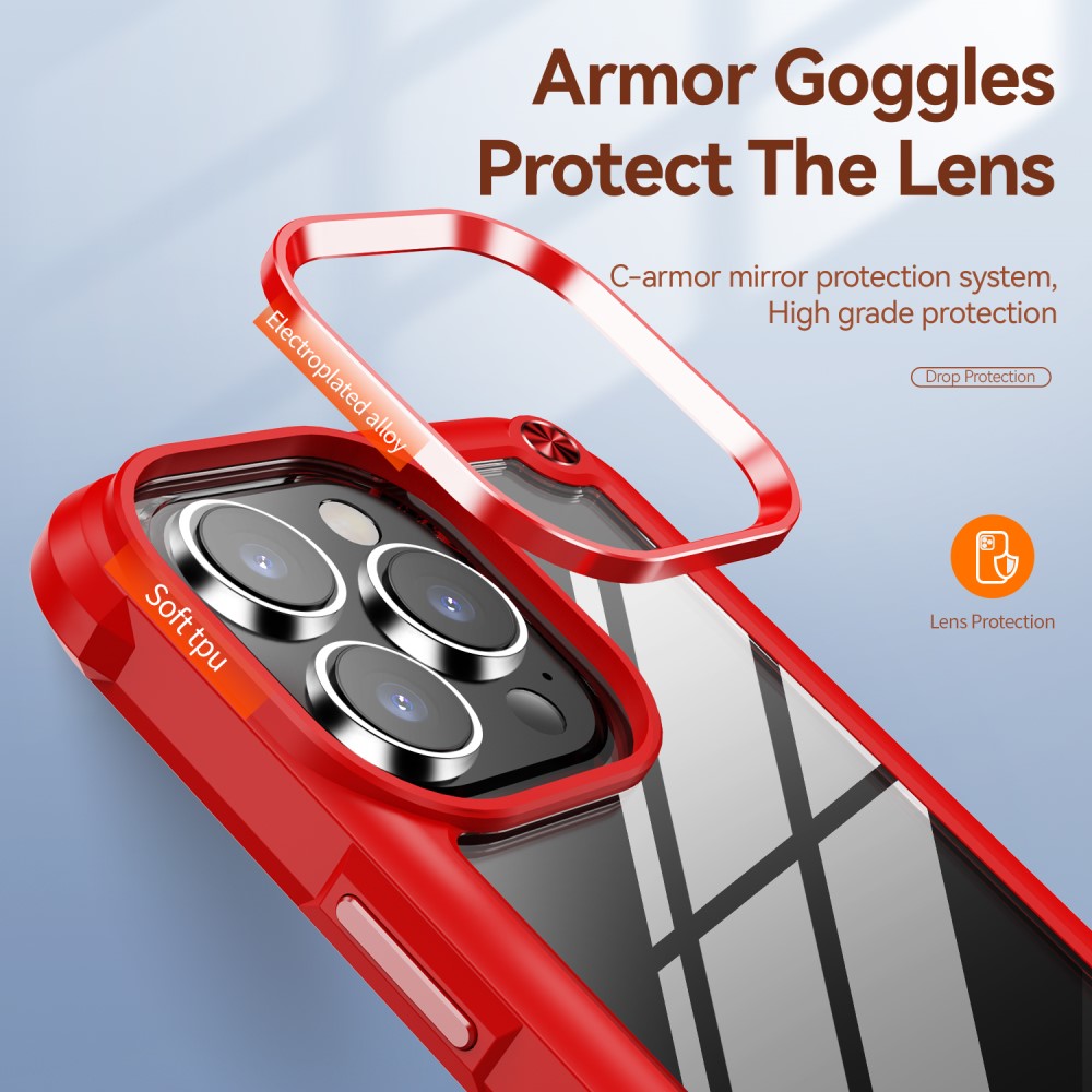  iPhone 16 Pro Skal Shockproof Hybrid Armor Röd