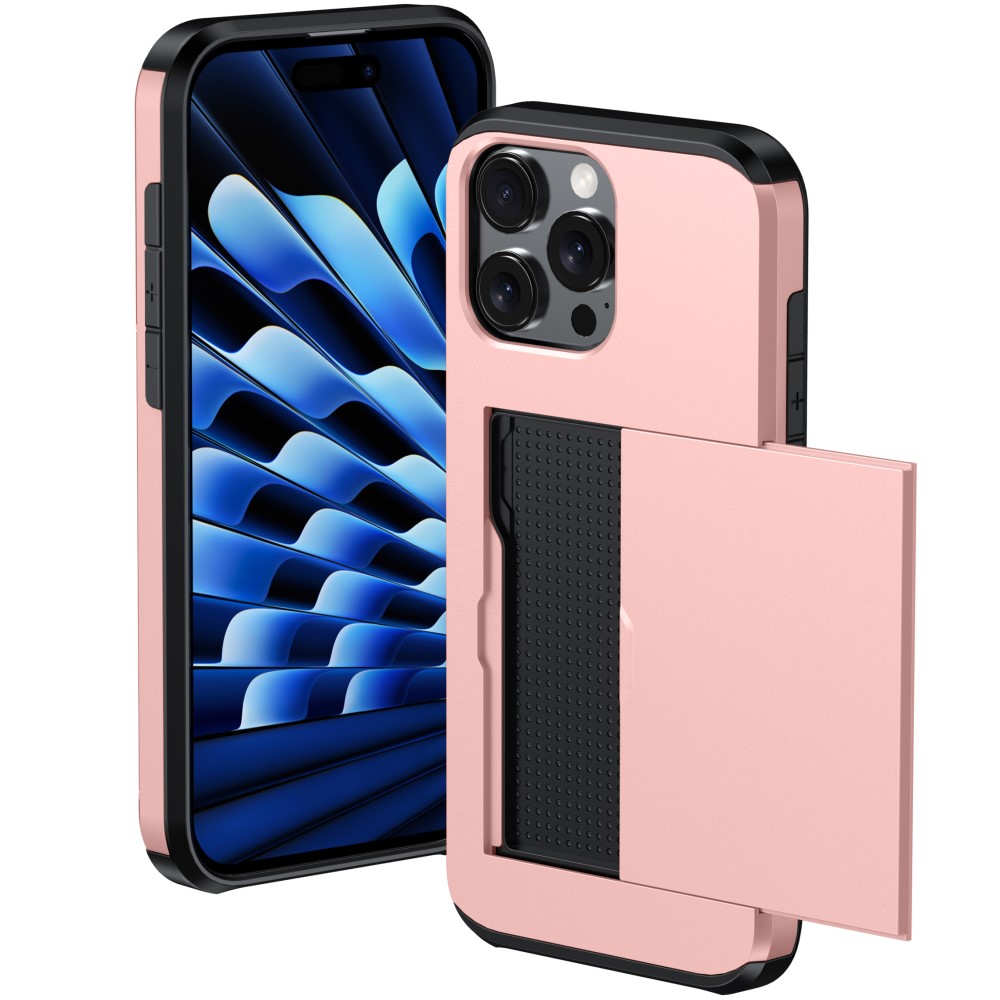  iPhone 16 Pro Skal Med Kortfack Hybrid Militär Grön