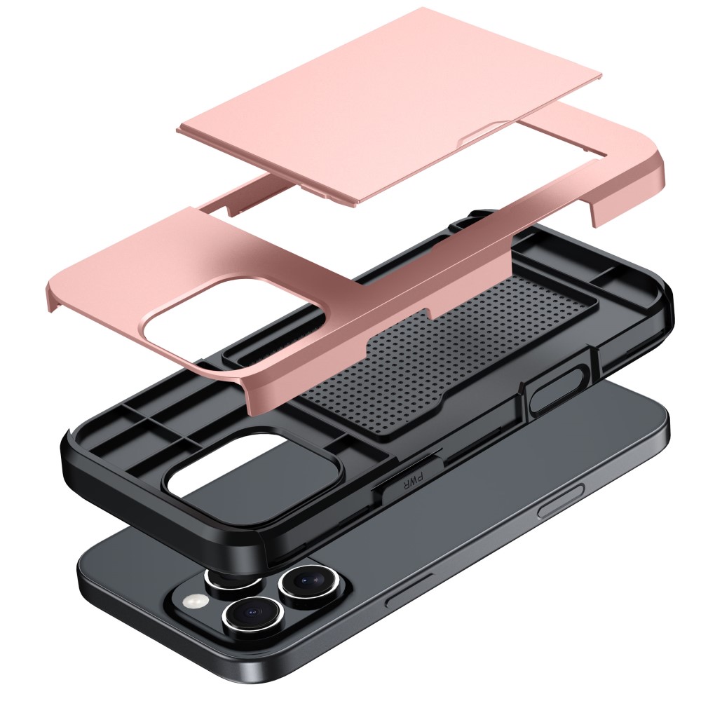  iPhone 16 Pro Skal Med Kortfack Hybrid Militär Grön