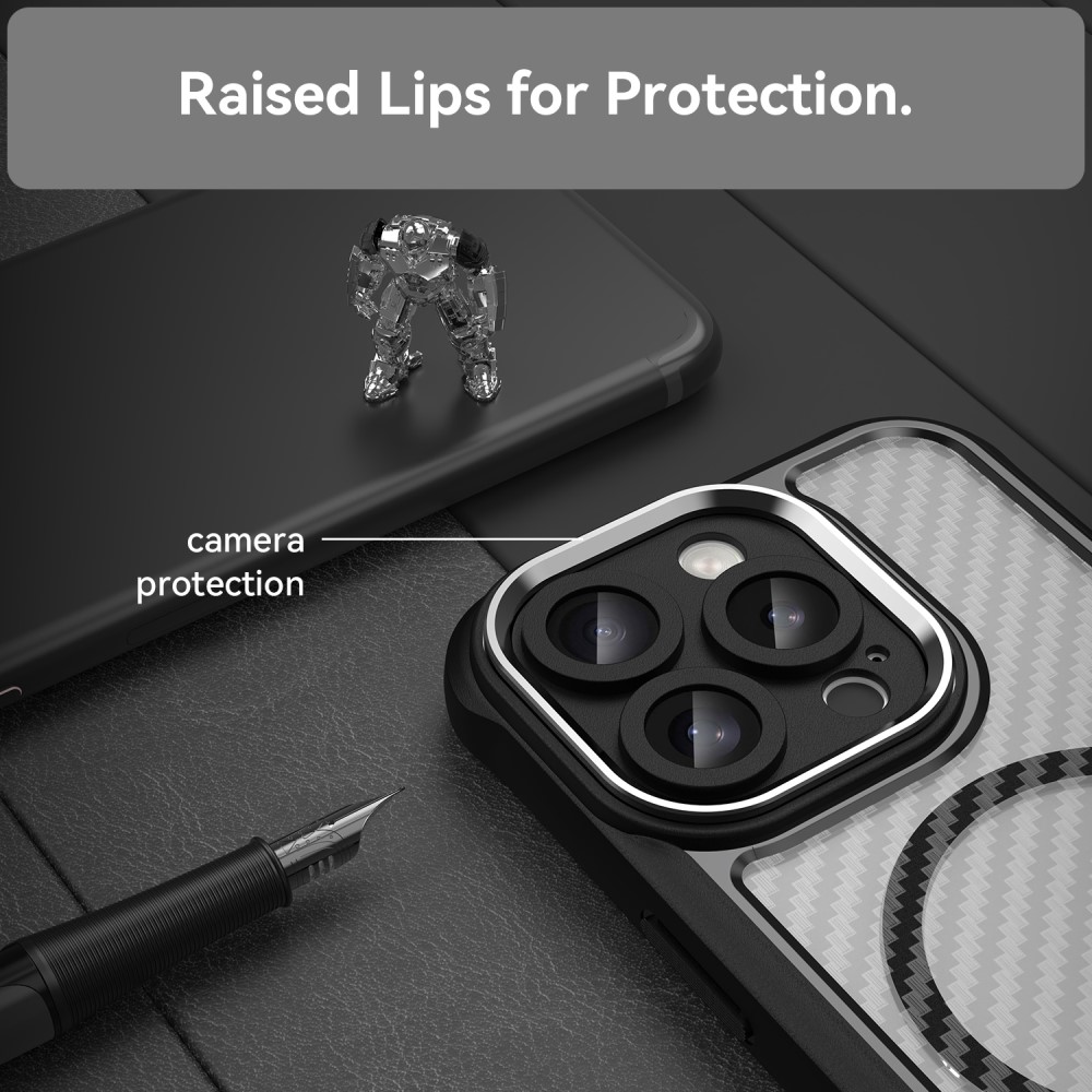  iPhone 16 Pro Skal MagSafe Kolfiber Textur Svart