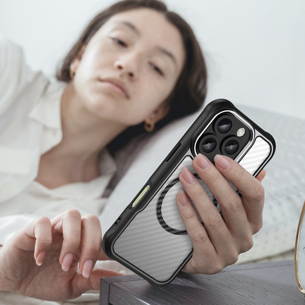  iPhone 16 Pro Skal MagSafe Kolfiber Textur Svart