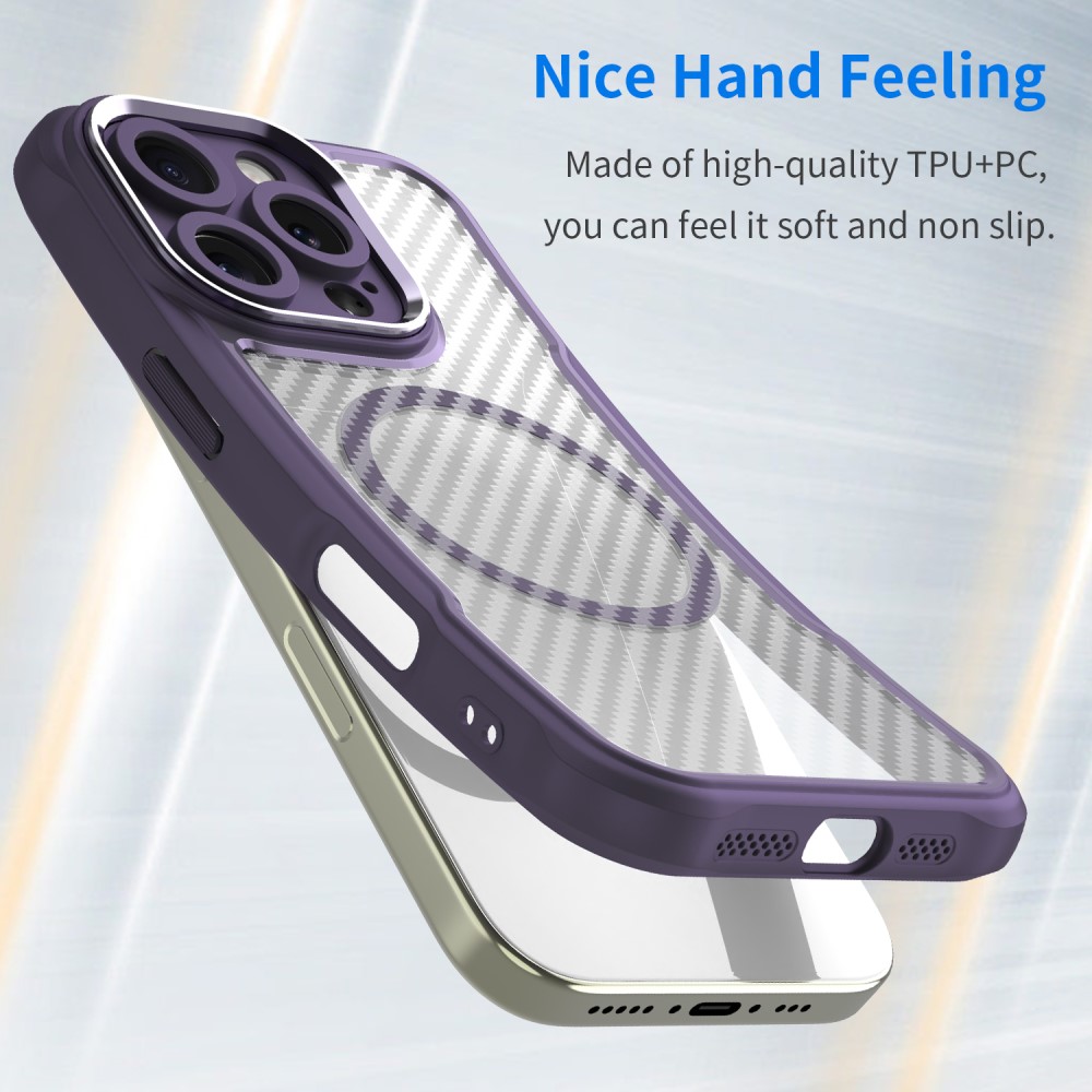  iPhone 16 Pro Skal MagSafe Kolfiber Textur Lila