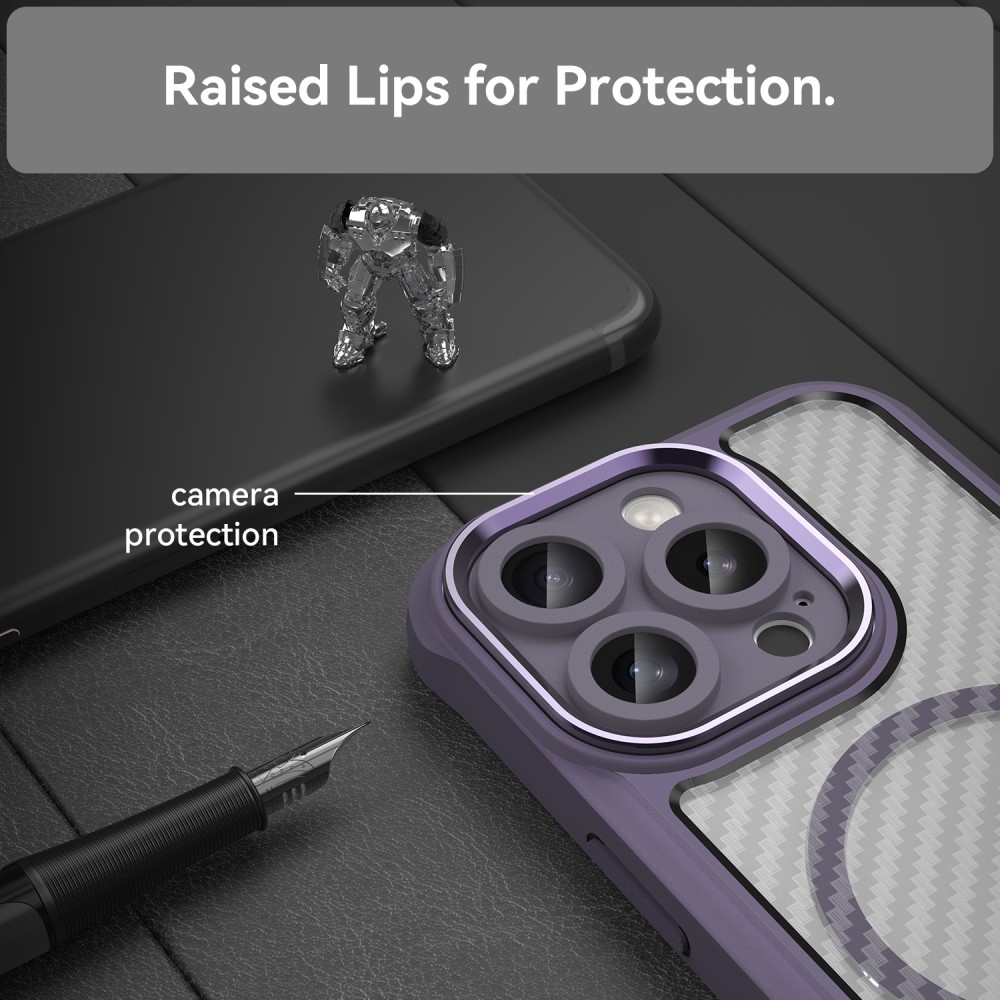  iPhone 16 Pro Skal MagSafe Kolfiber Textur Lila
