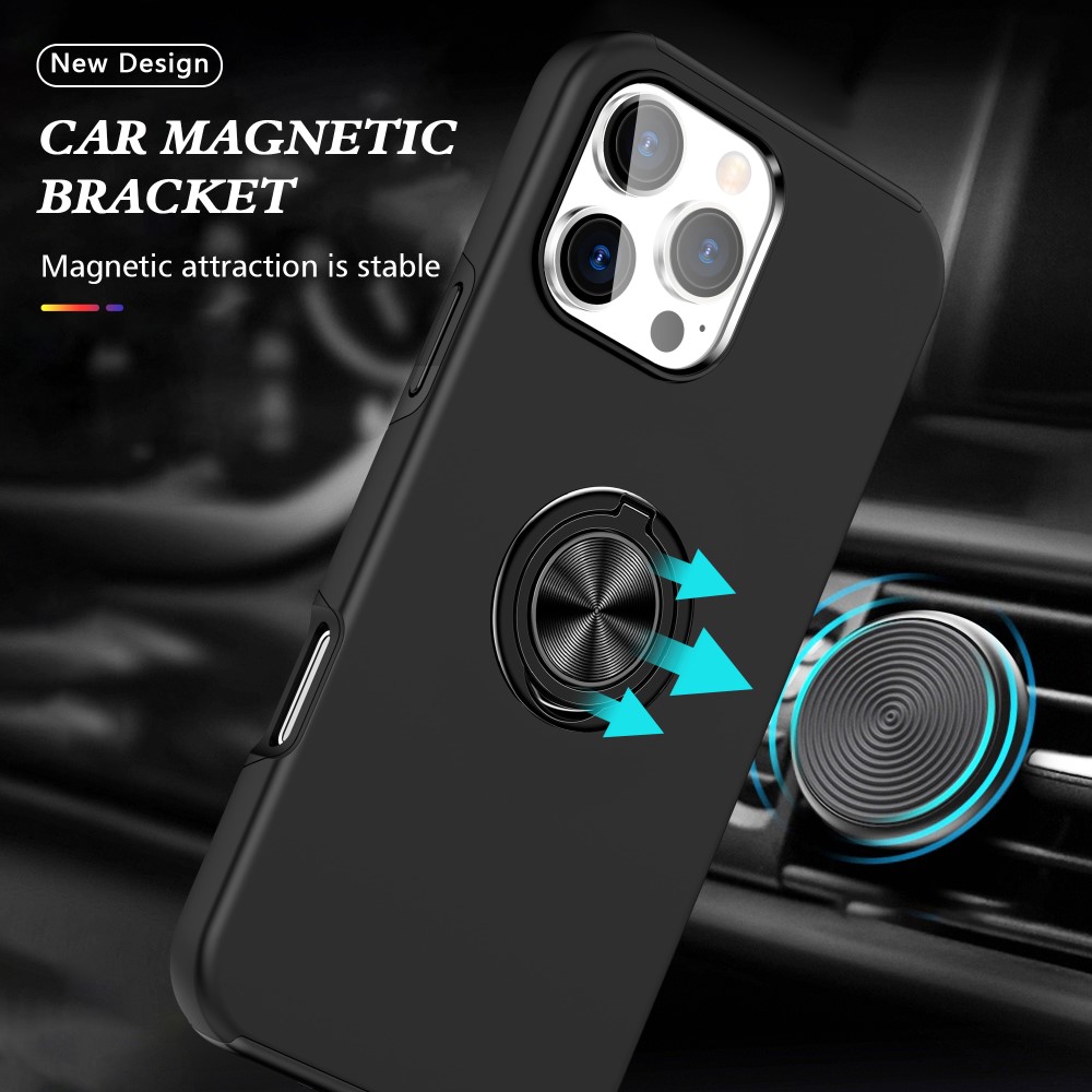  iPhone 16 Pro Skal Med Ringhållare Kickstand Svart