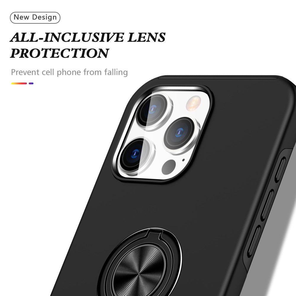  iPhone 16 Pro Skal Med Ringhållare Kickstand Svart