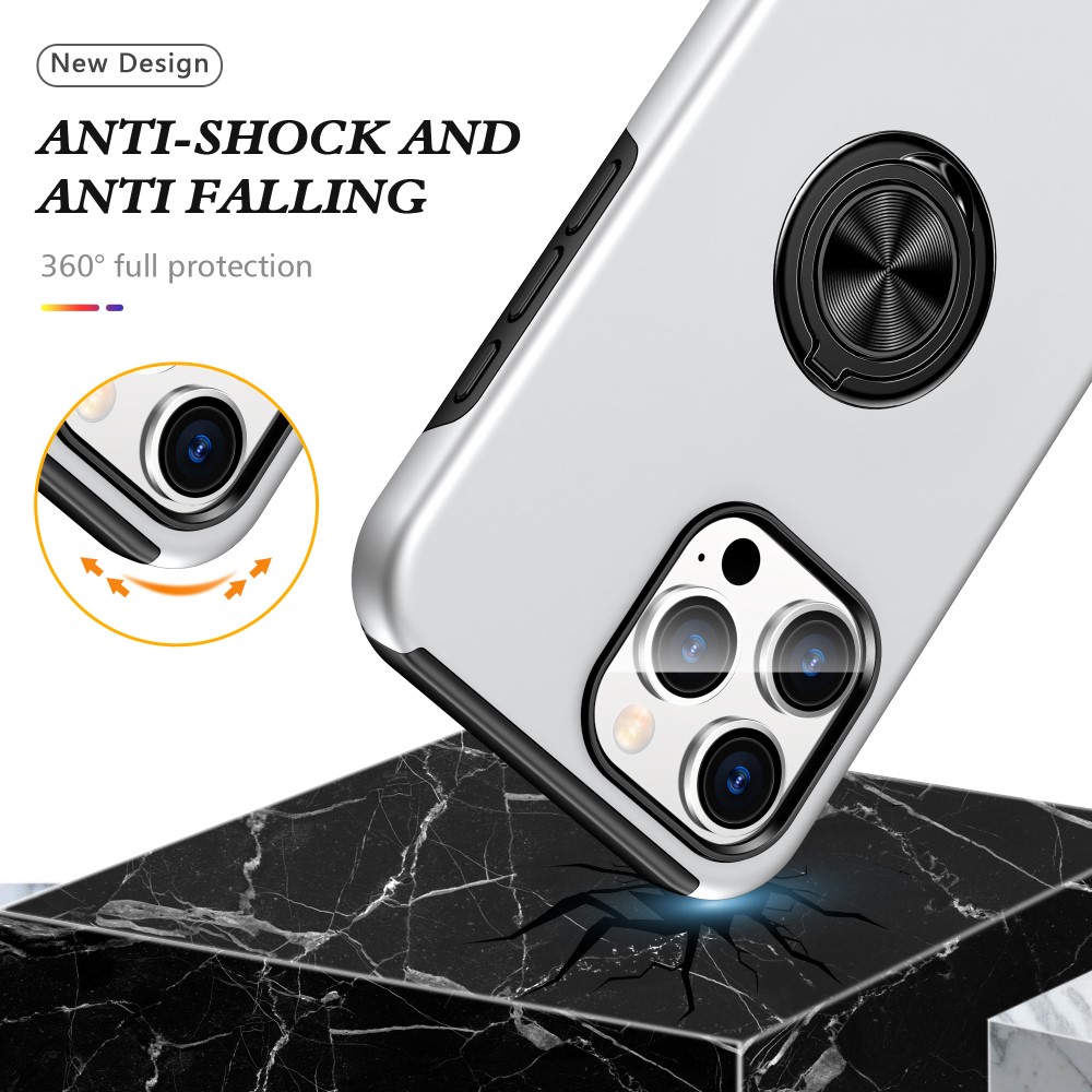 iPhone 16 Pro Skal Med Ringhållare Kickstand Silver
