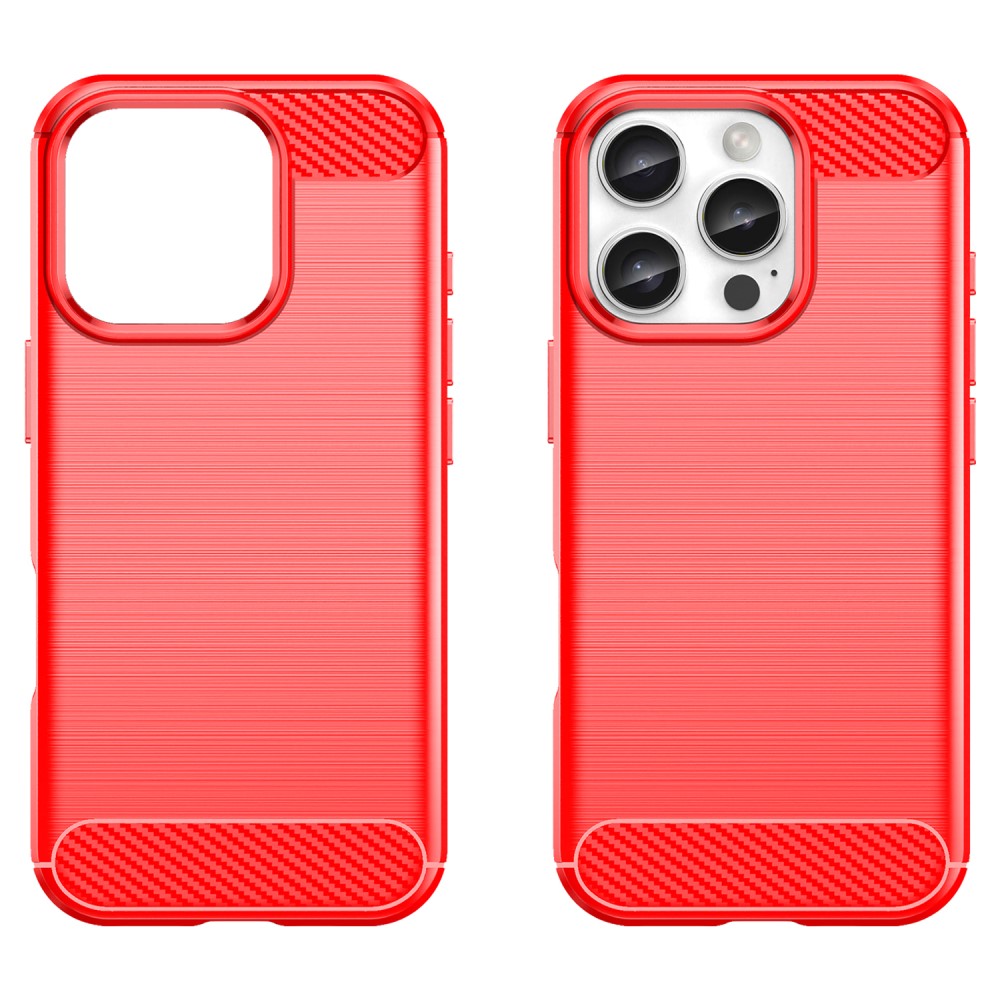  iPhone 16 Pro Skal Kolfiber Textur Röd