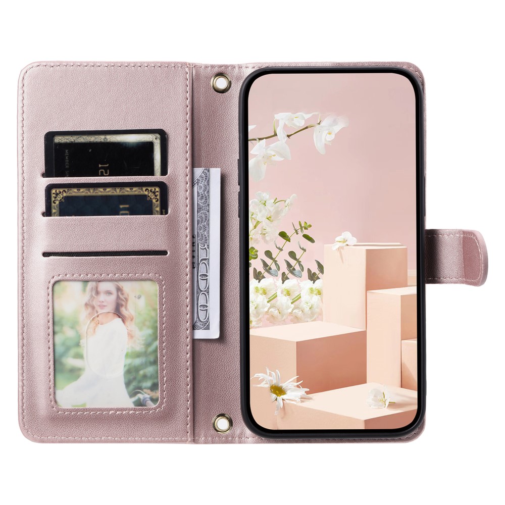  iPhone 16 Pro Fodral Rhombus Läder Roséguld