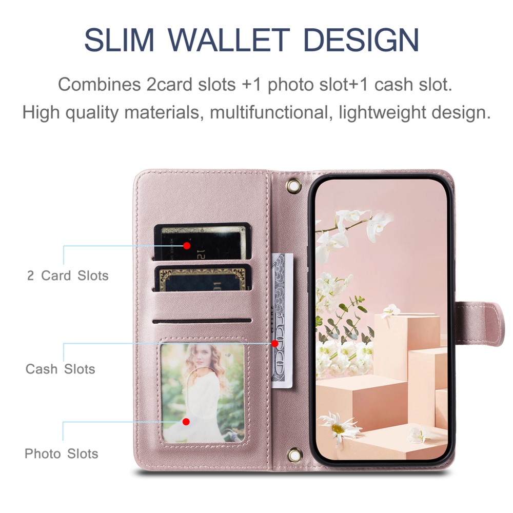  iPhone 16 Pro Fodral Rhombus Läder Roséguld
