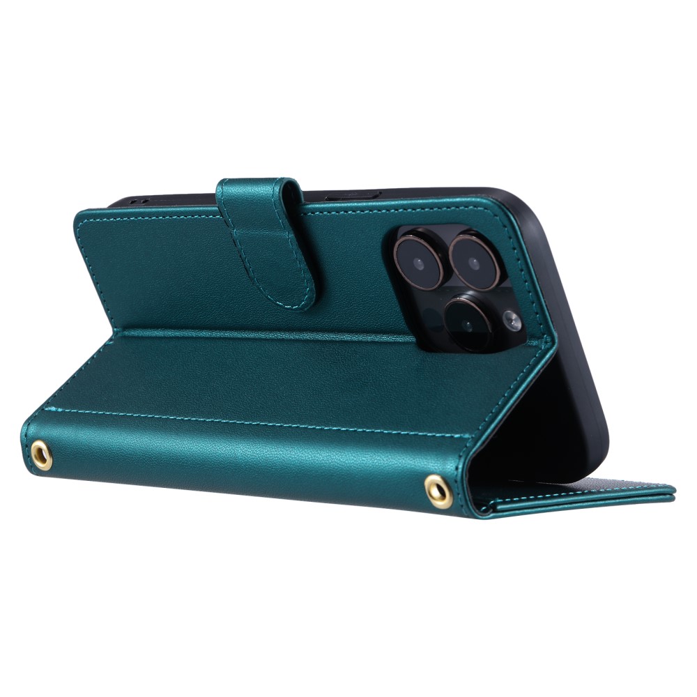  iPhone 16 Pro Fodral Rhombus Läder Grön