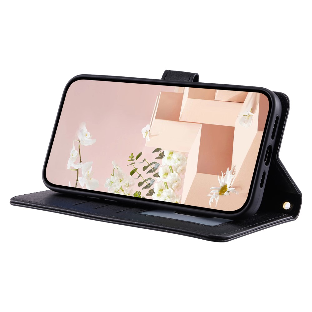  iPhone 16 Pro Fodral Rhombus Läder Svart