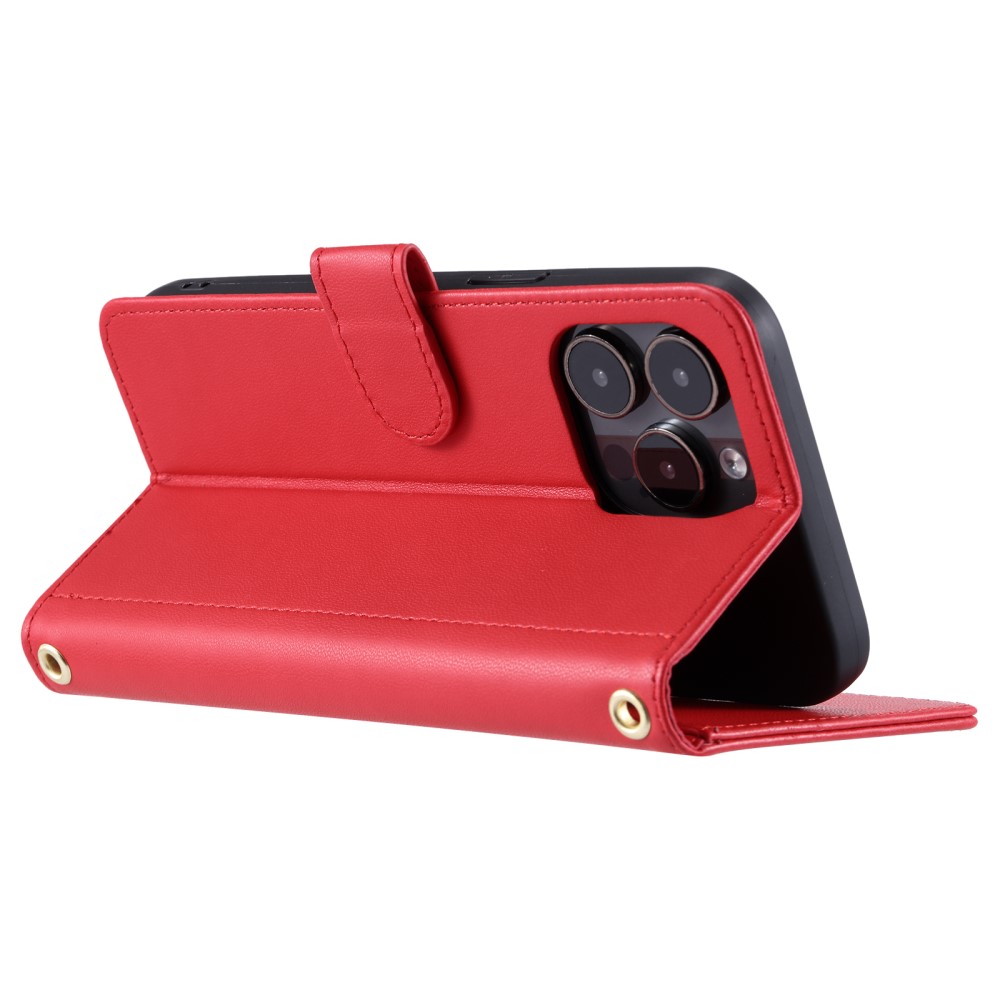 iPhone 16 Pro Fodral Rhombus Läder Röd