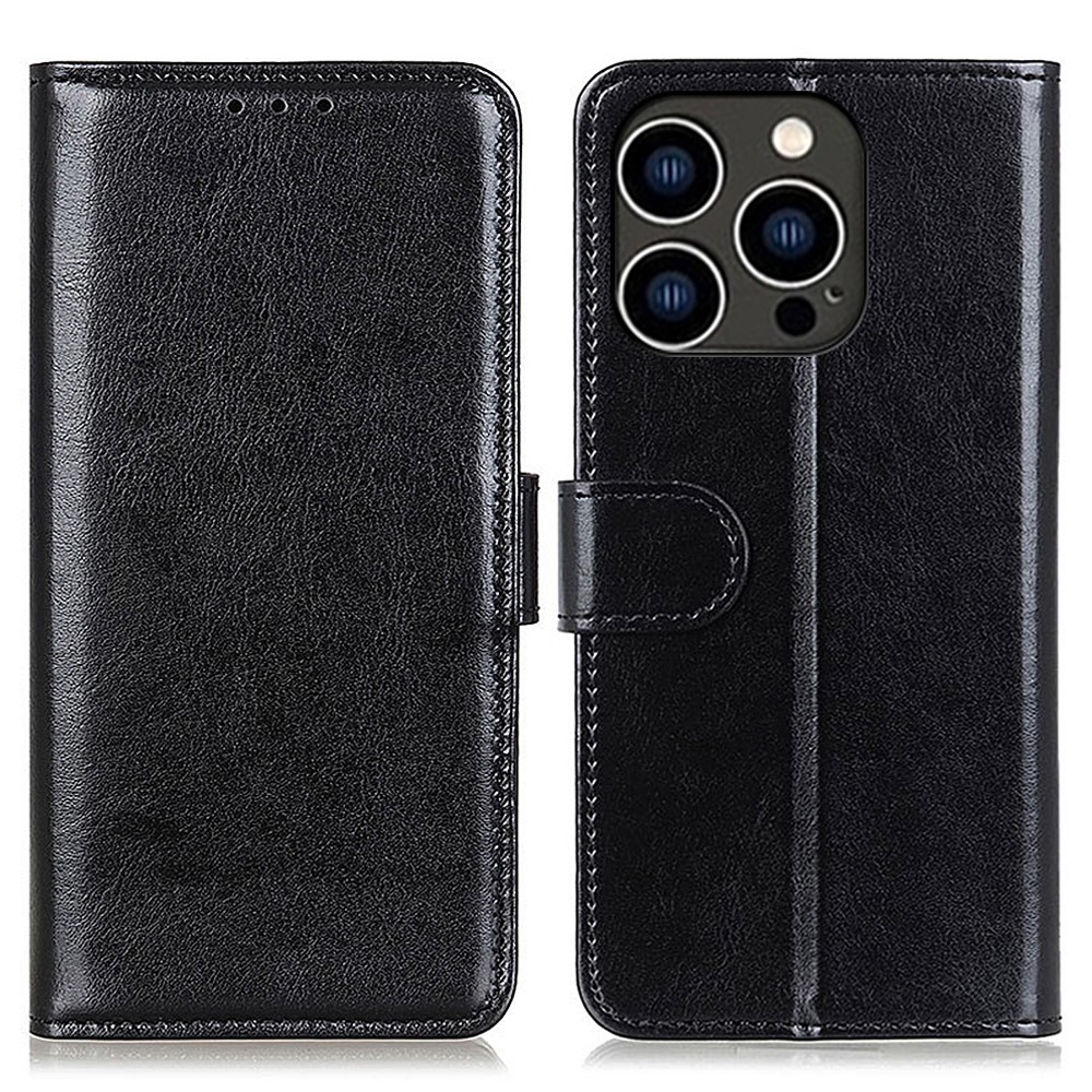  iPhone 16 Pro Fodral Läder Crazy Horse Svart