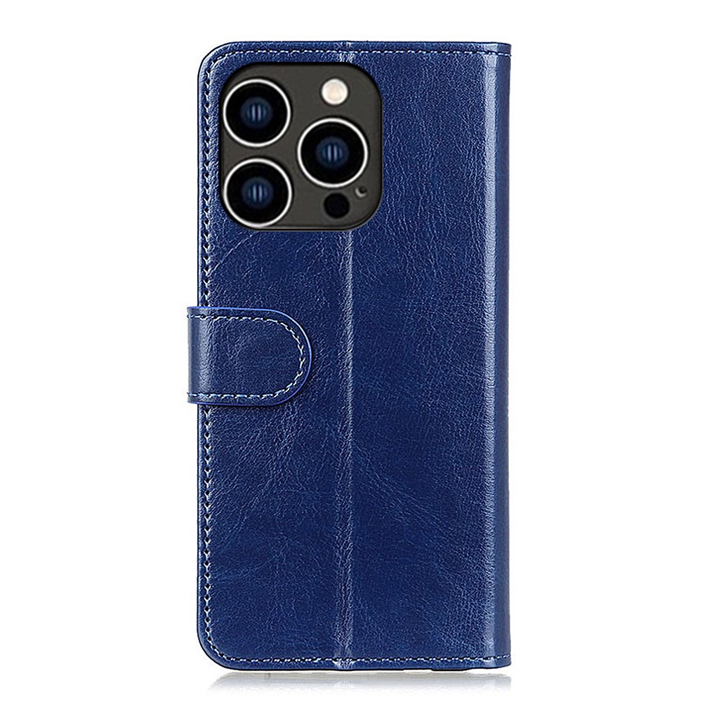  iPhone 16 Pro Fodral Läder Crazy Horse Blå