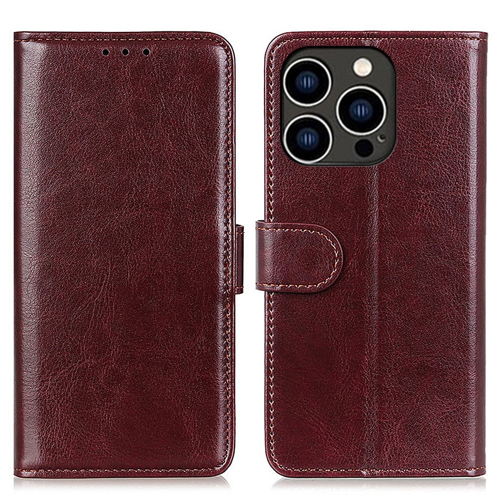  iPhone 16 Pro Fodral Läder Crazy Horse Brun
