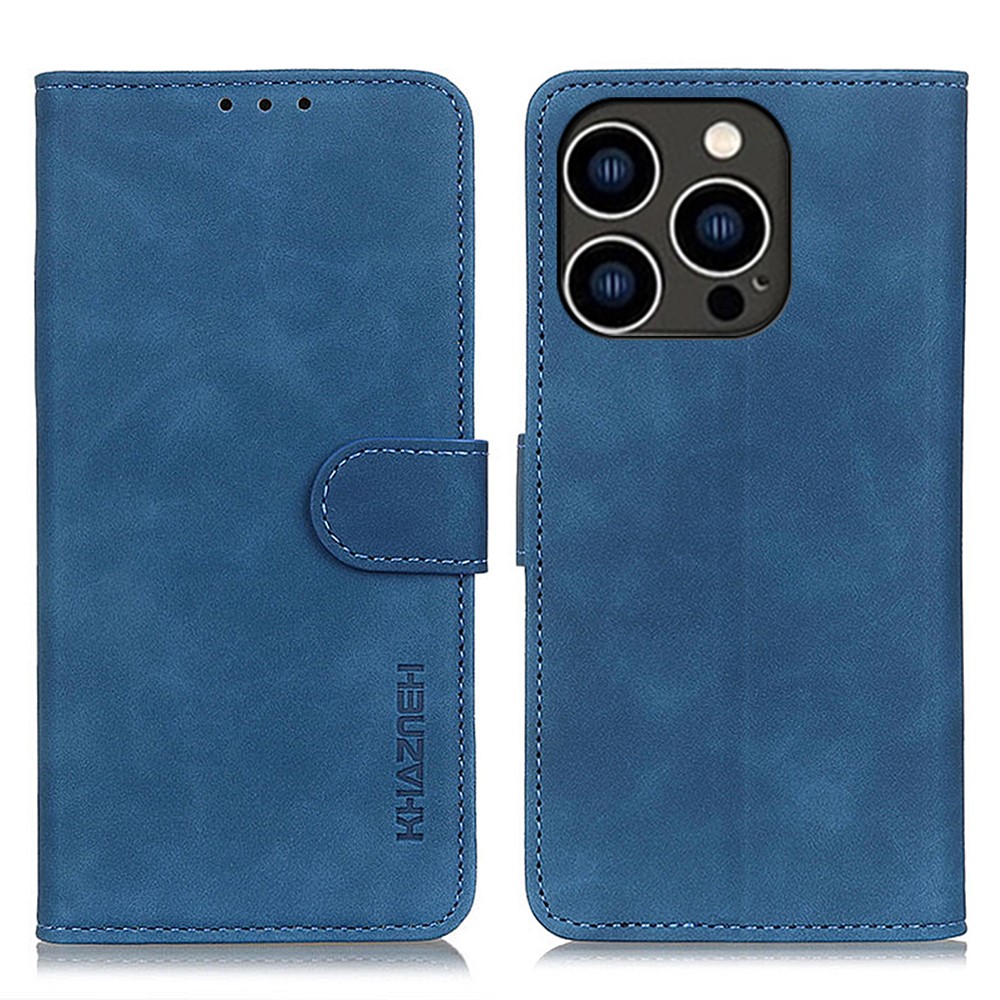  KHAZNEH iPhone 16 Pro Fodral Retro Läder Blå