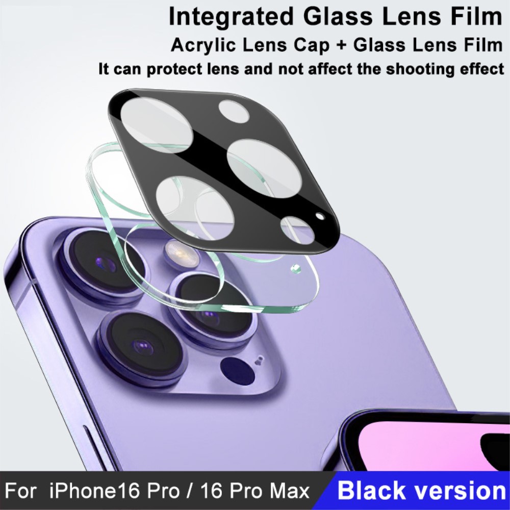 IMAK IMAK iPhone 16 Pro/16 Pro Max Linsskydd Härdat Glas Svart