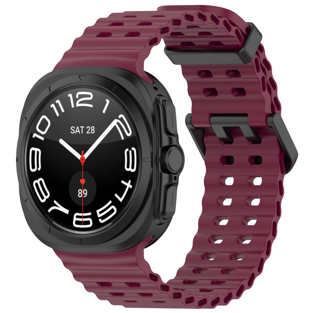  Galaxy Watch Ultra (2025) / 47 mm Armband Wave Design Vinröd