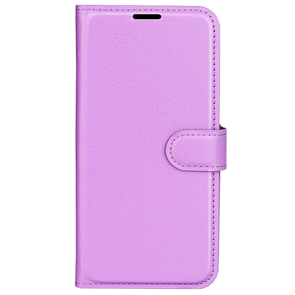  iPhone 16 Plus Fodral Litchi Läder Lila