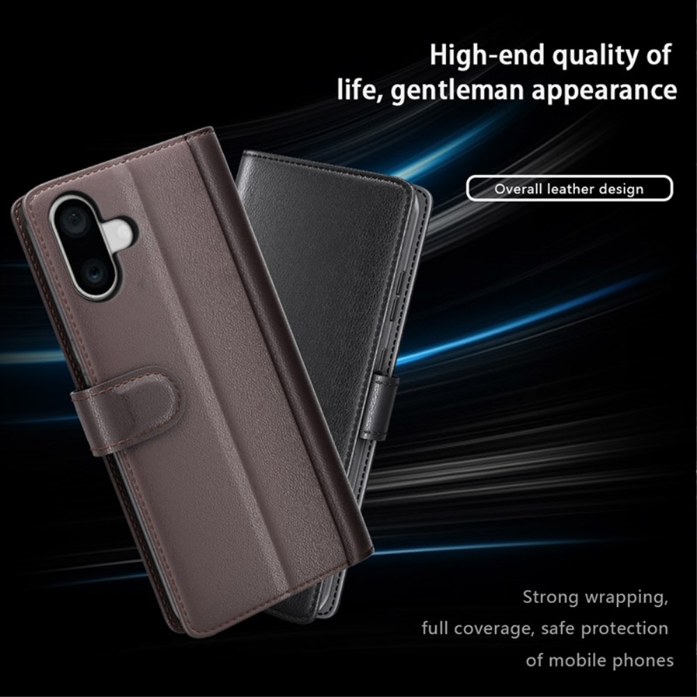  iPhone 16 Plus Fodral Premium Äkta Läder Brun