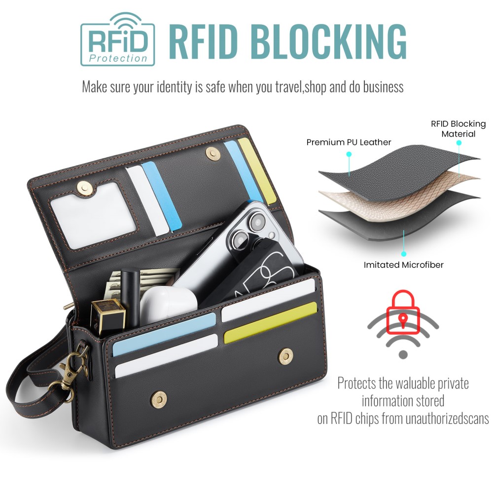 CASEME CASEME Mobilväska Med Kortfack Läder RFID Svart