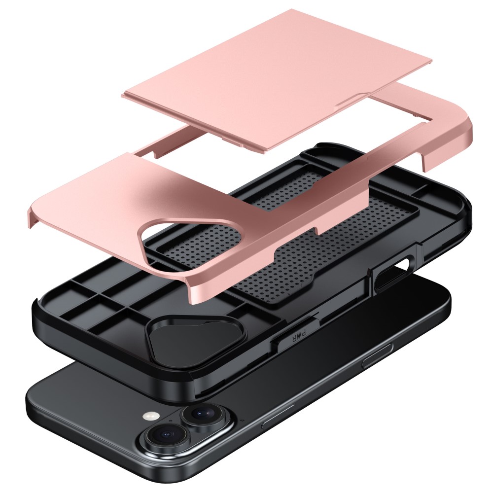  iPhone 16 Plus Skal Hybrid Med Kortfack Vit