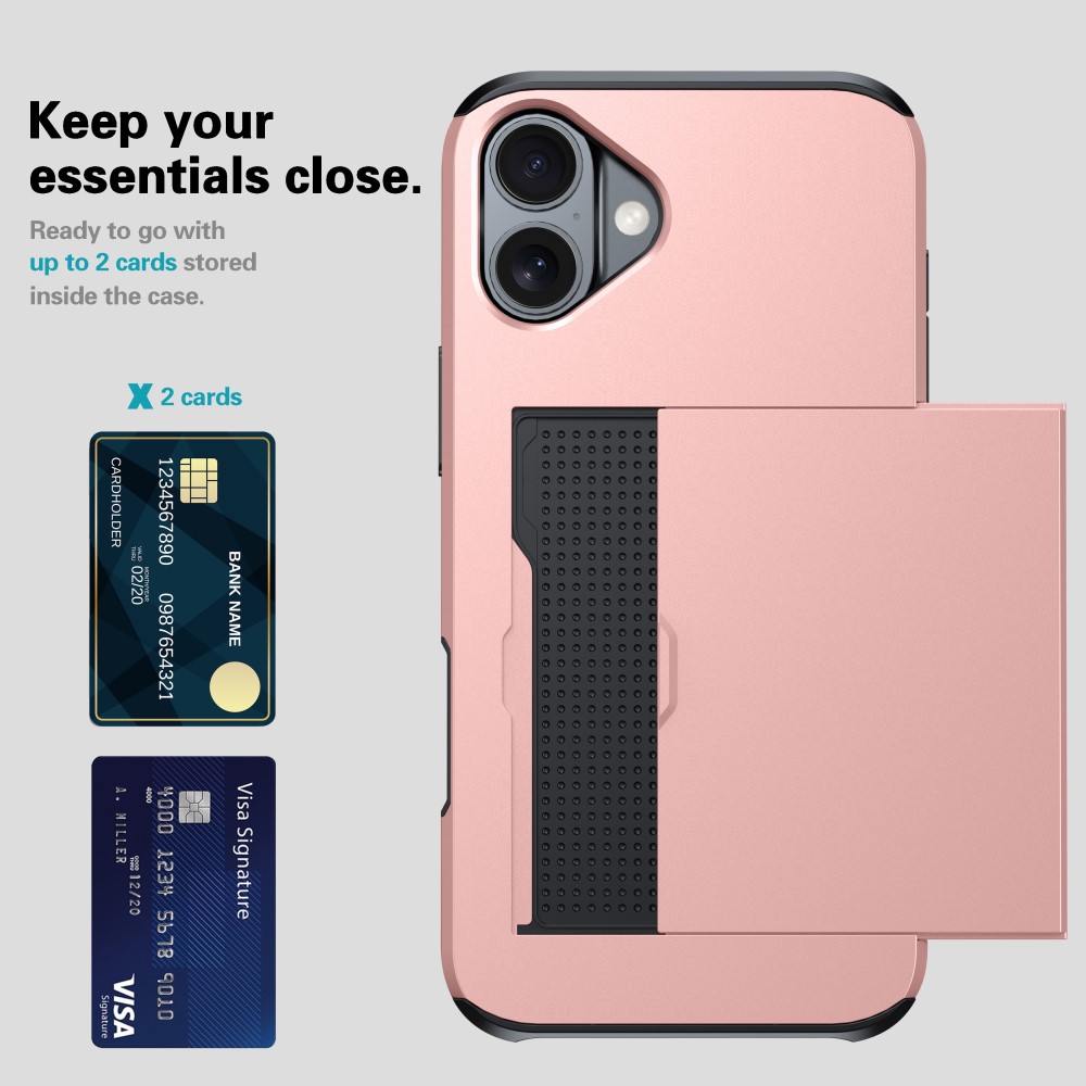  iPhone 16 Plus Skal Hybrid Med Kortfack Röd