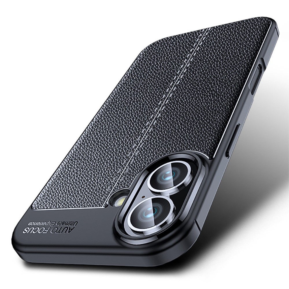  iPhone 16 Plus Skal Med Litchi Textur Blå