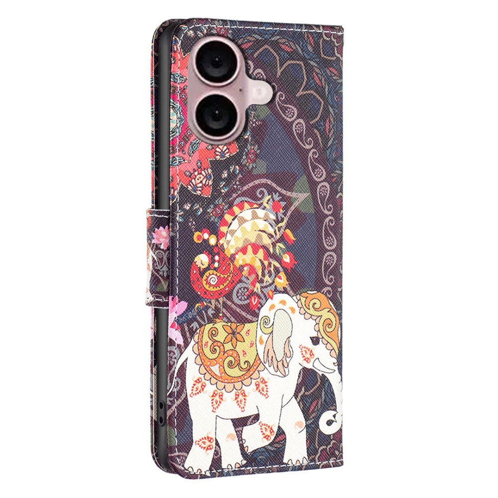  iPhone 16 Plus Fodral Med Tryck Mandala Elefant