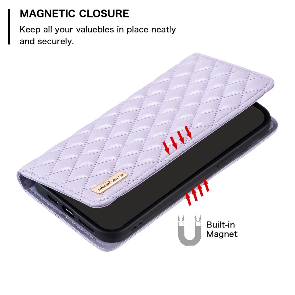 BINFEN BINFEN iPhone 16 Plus Fodral Diamond Flip Läder Lila