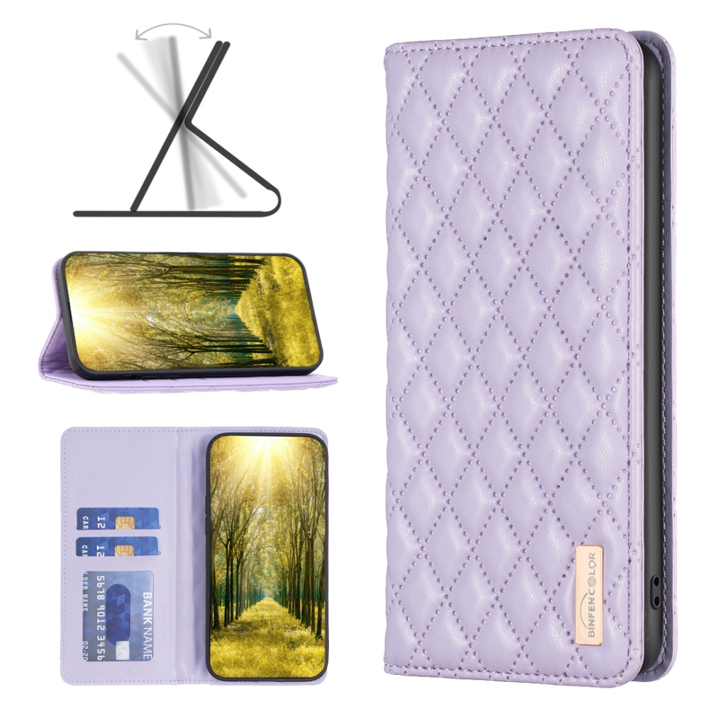 BINFEN BINFEN iPhone 16 Plus Fodral Diamond Flip Läder Lila