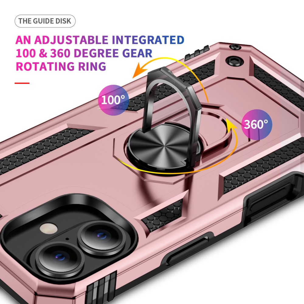  iPhone 16 Plus Skal Med Ring Hybrid Roséguld