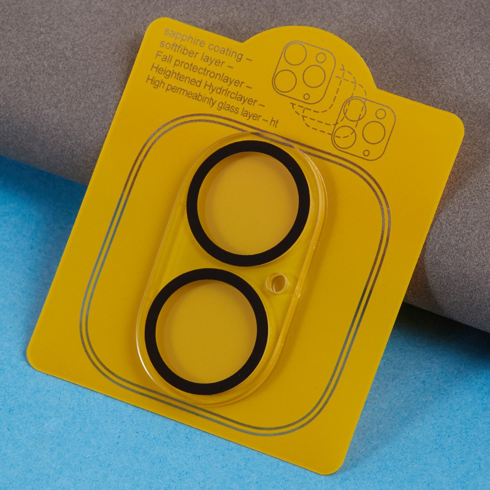  iPhone 16 Plus/16 Linsskydd Härdat Glas Black Rings