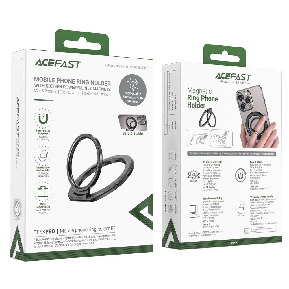 Acefast Acefast MagSafe Magnetisk Ringhållare Svart