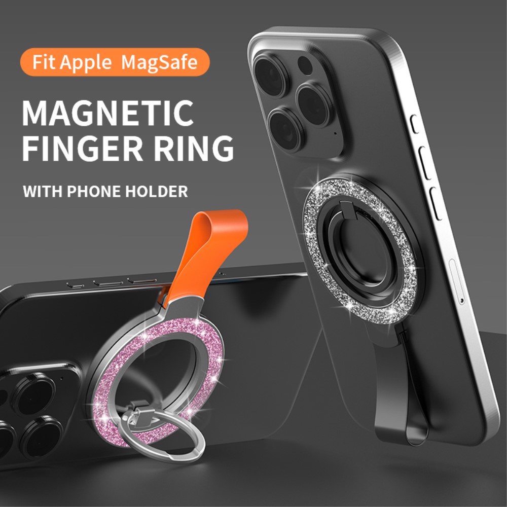  Magnetisk MagSafe Ring Hållare Glitter Rosa