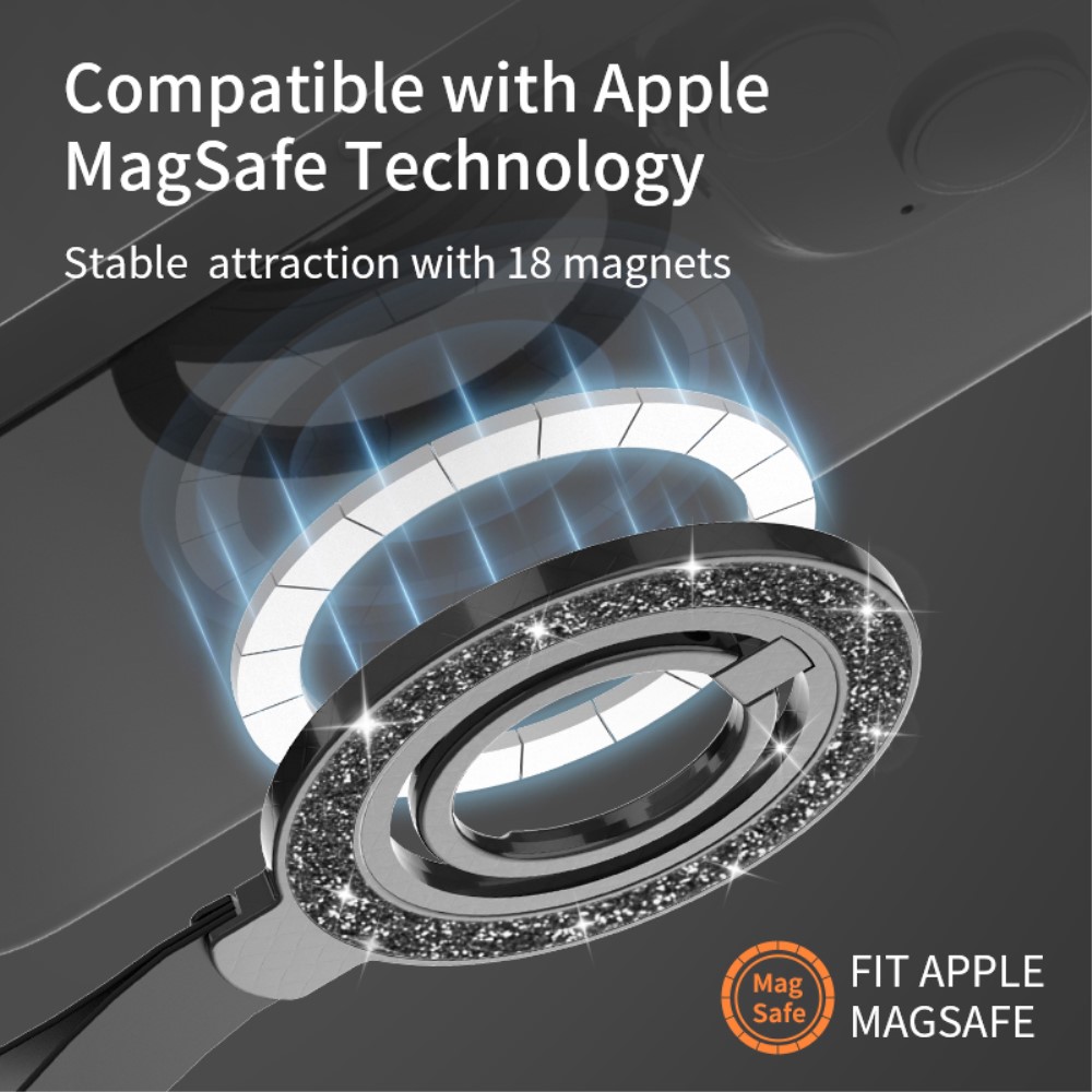  Magnetisk MagSafe Ring Hållare Glitter Rosa