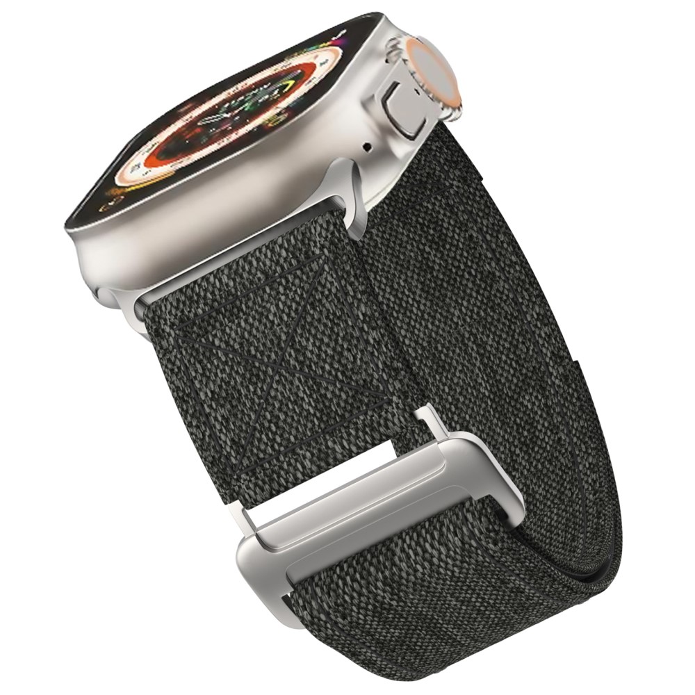  Apple Watch 42/44/45/46/49 mm Armband Justerbart Nylon Svart