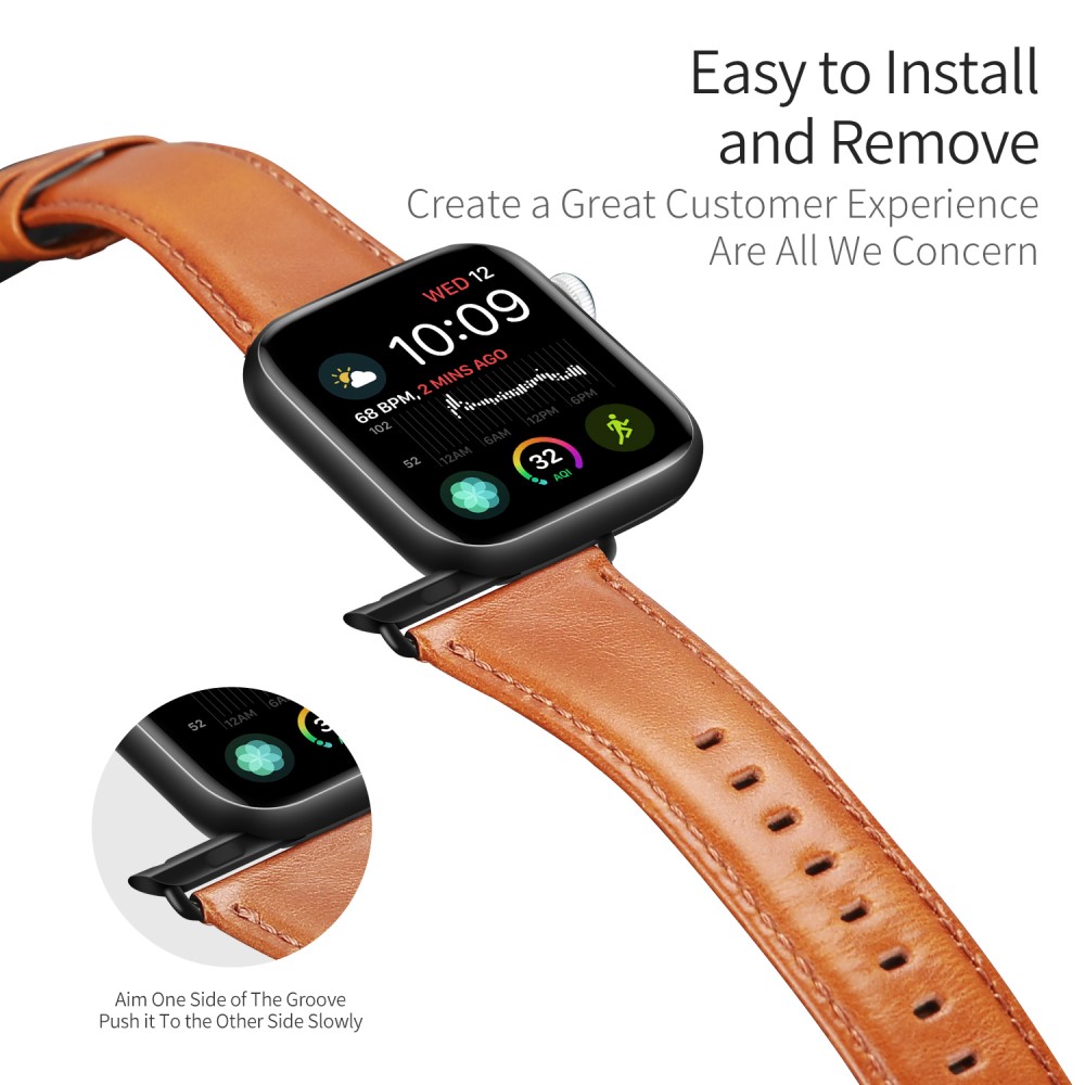DUX DUCIS DUX DUCIS Apple Watch 42/44/45/46/49 mm Klockarmband Äkta Läder Brun