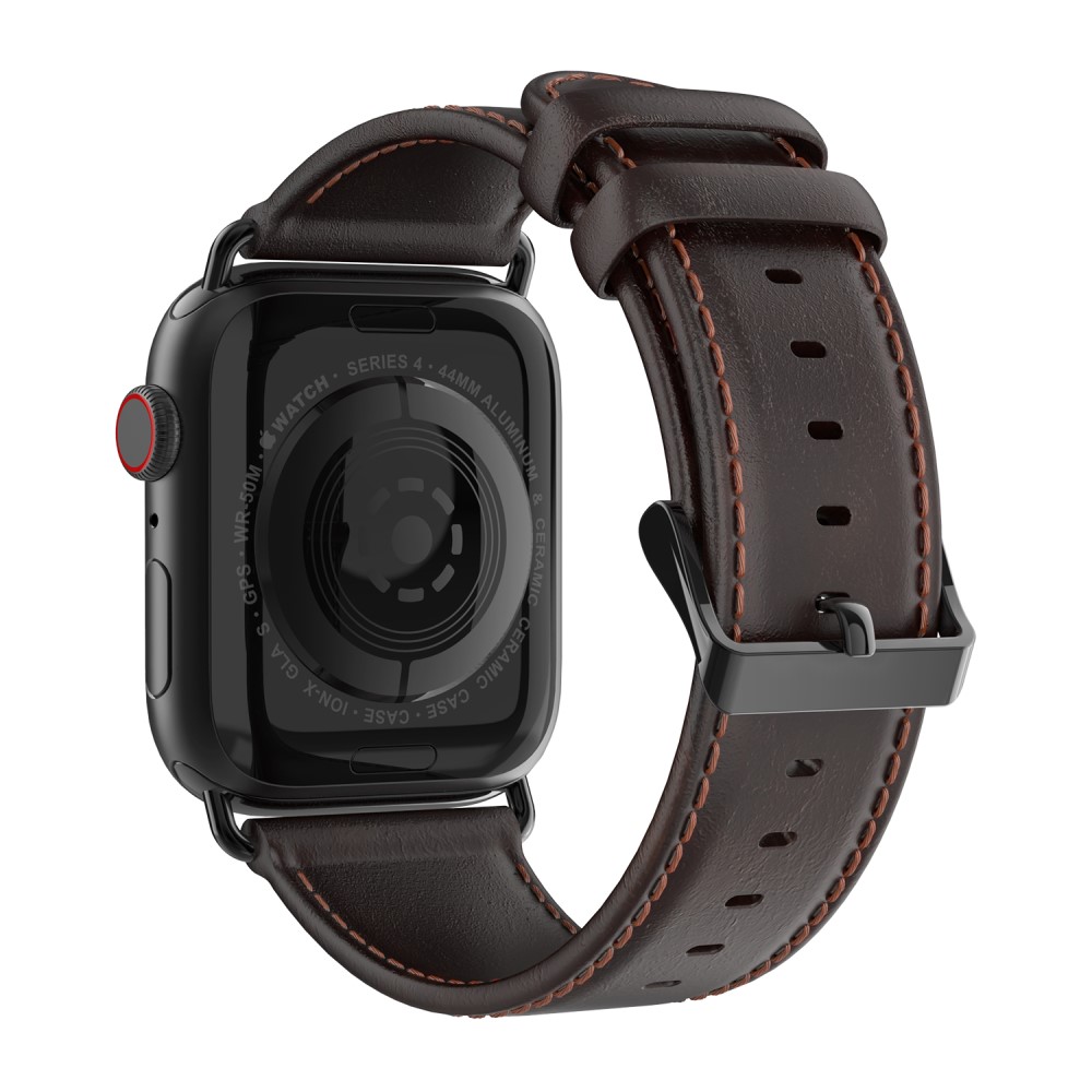DUX DUCIS DUX DUCIS Apple Watch 42/44/45/46/49 mm Klockarmband Äkta Läder Mörk Brun