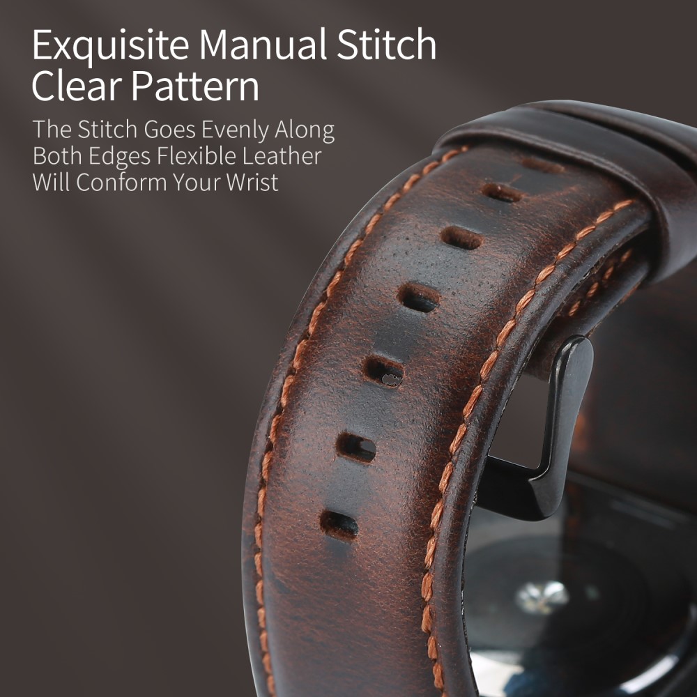 DUX DUCIS DUX DUCIS Apple Watch 42/44/45/46/49 mm Klockarmband Äkta Läder Mörk Brun