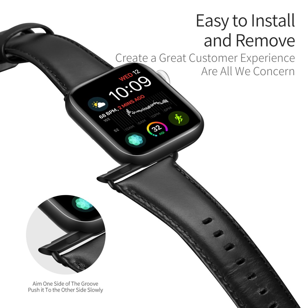 DUX DUCIS DUX DUCIS Apple Watch 38/40/41/42 mm Klockarmband Äkta Läder Svart