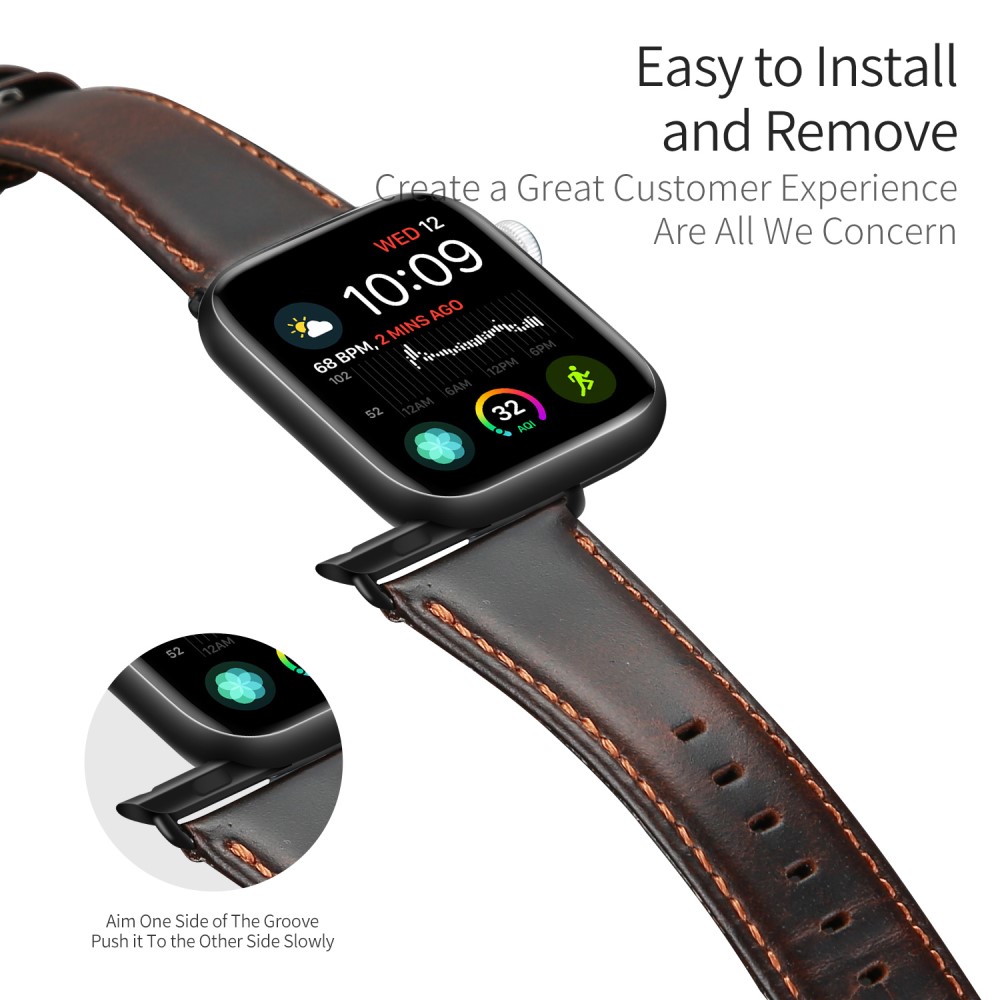 DUX DUCIS DUX DUCIS Apple Watch 38/40/41/42 mm Klockarmband Äkta Läder Mörk Brun