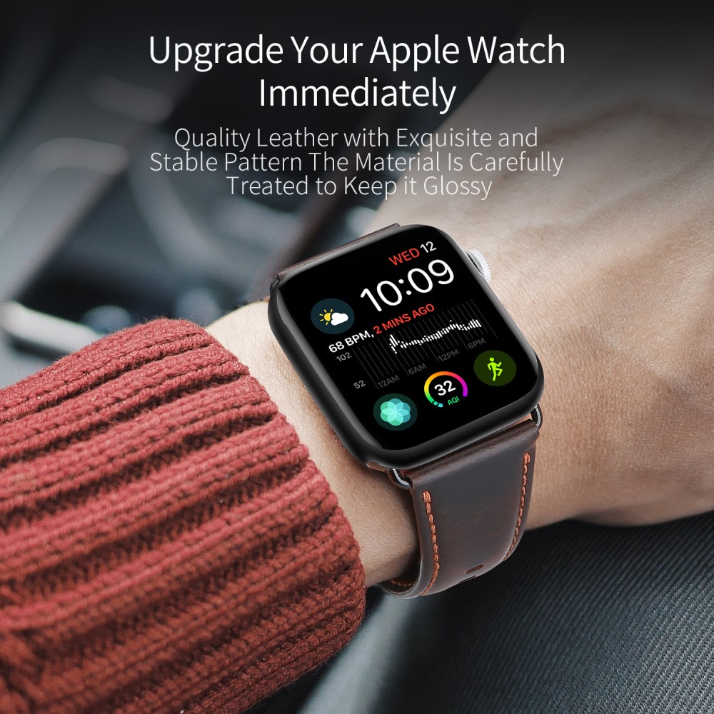 DUX DUCIS DUX DUCIS Apple Watch 38/40/41/42 mm Klockarmband Äkta Läder Mörk Brun