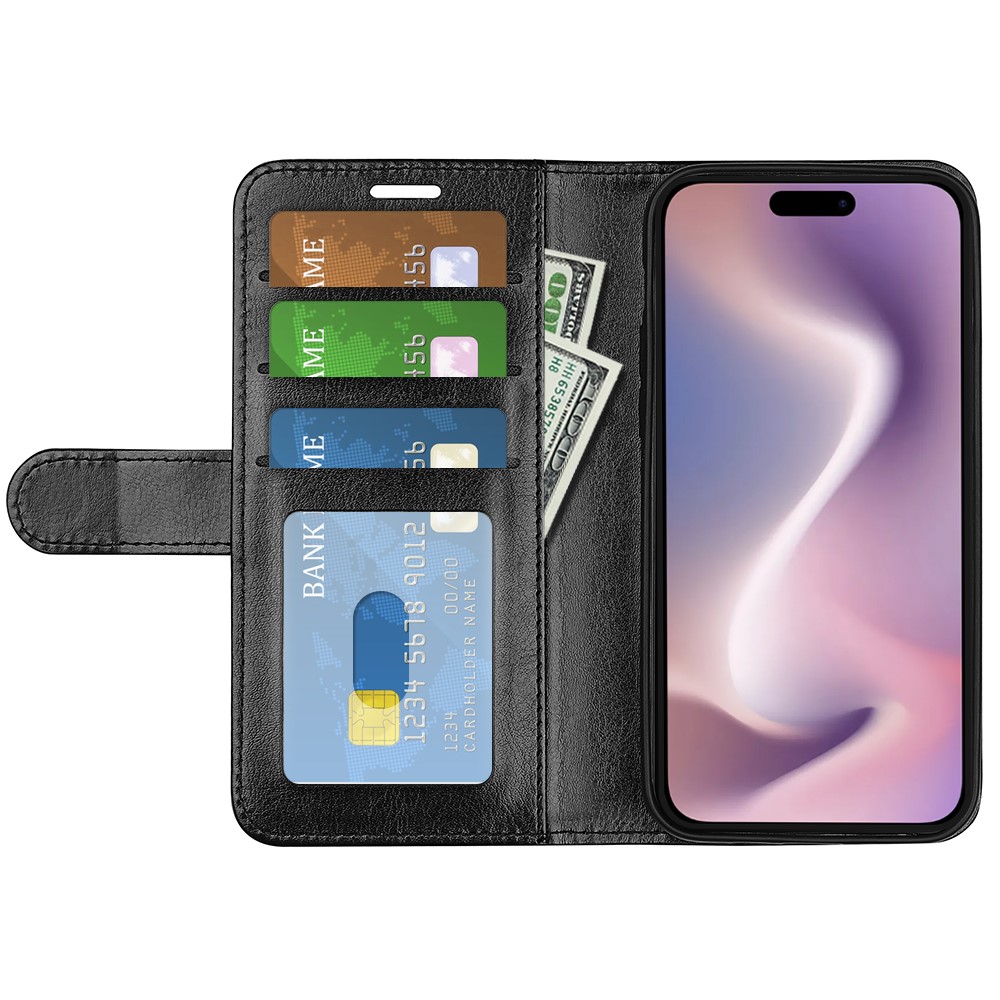  iPhone 16 Pro Max Fodral Läder Svart