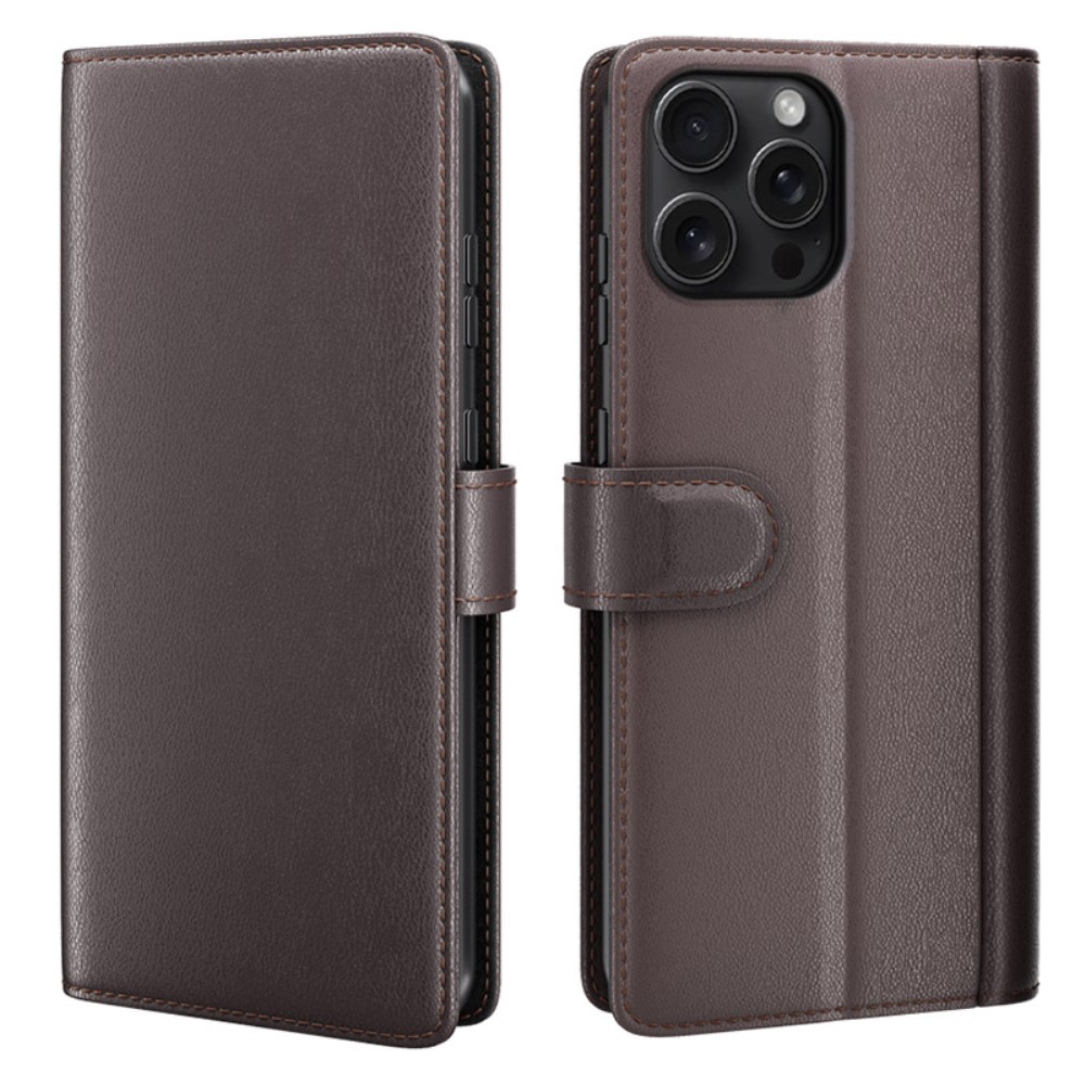  iPhone 16 Pro Max Fodral Äkta Läder Brun