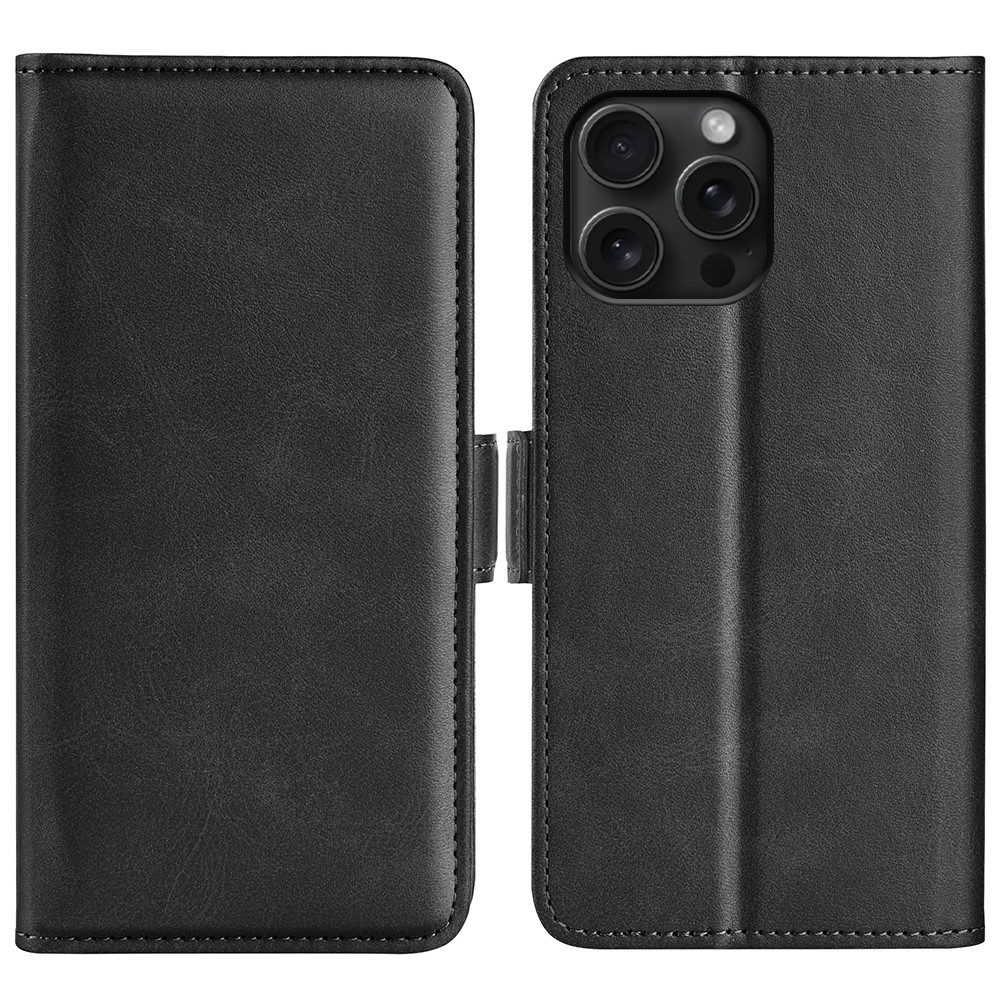  iPhone 16 Pro Max Fodral Flip Läder Svart