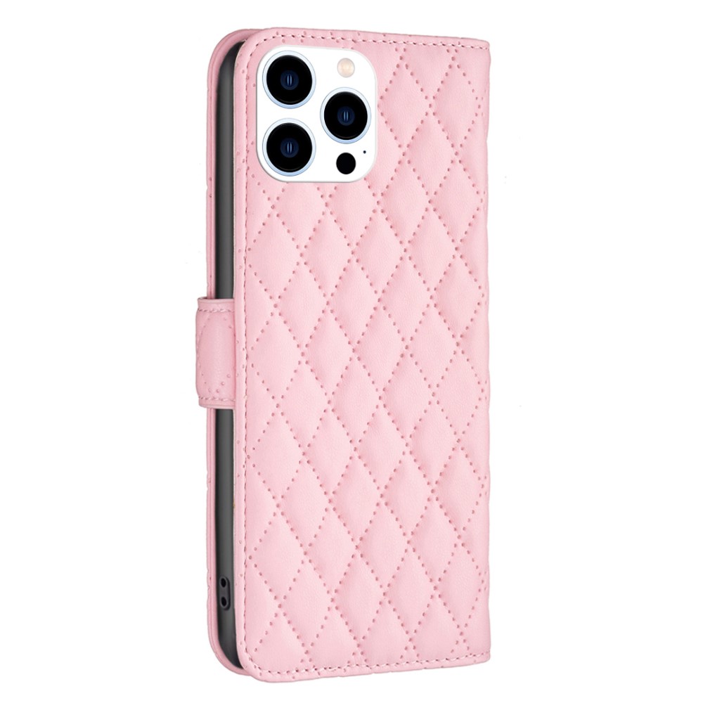  iPhone 16 Pro Max Fodral Diamond Läder Rosa