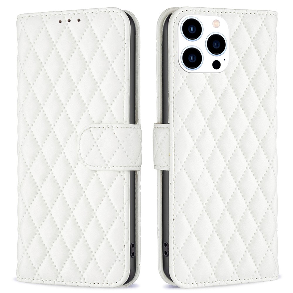  iPhone 16 Pro Max Fodral Diamond Läder Vit