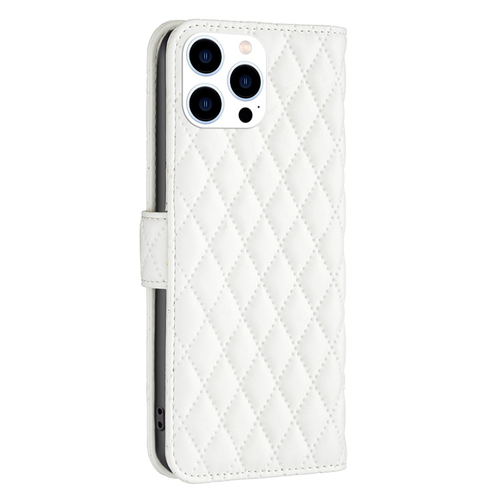  iPhone 16 Pro Max Fodral Diamond Läder Vit
