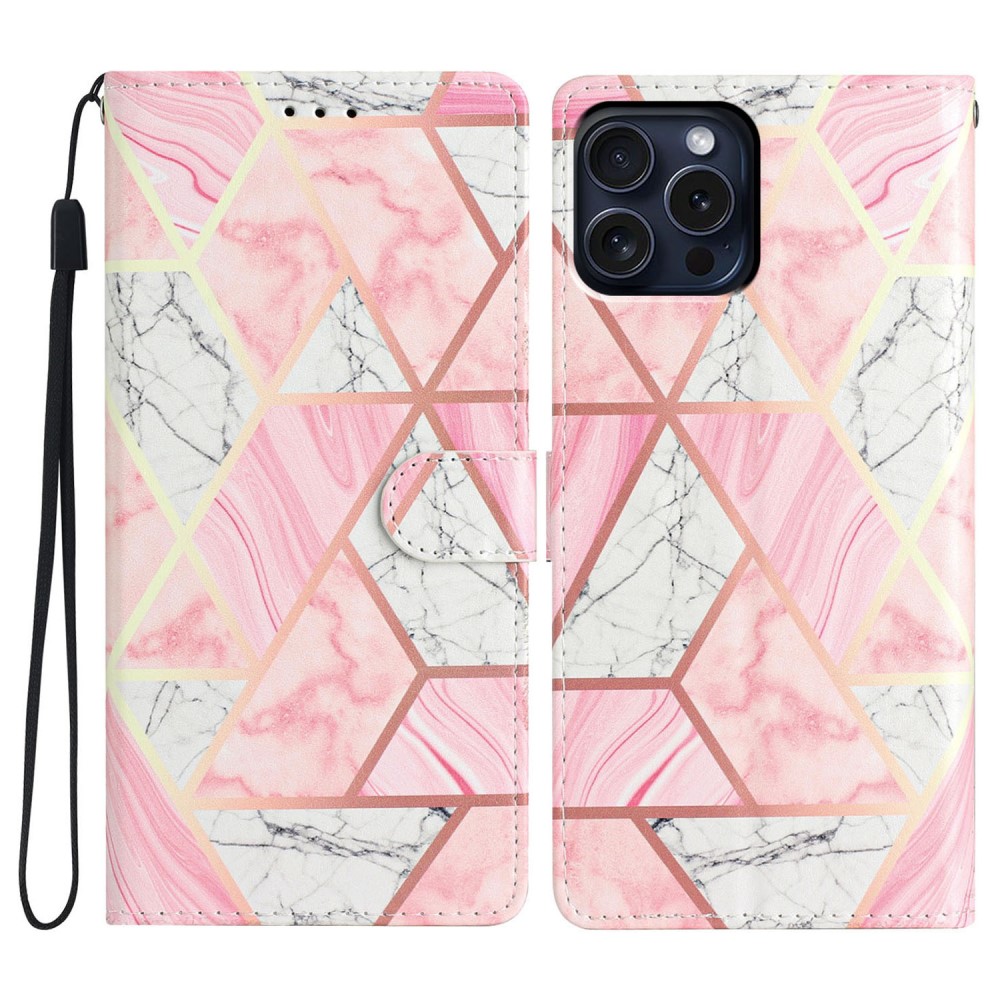  iPhone 16 Pro Max Fodral Med Marmor Tryck Rosa
